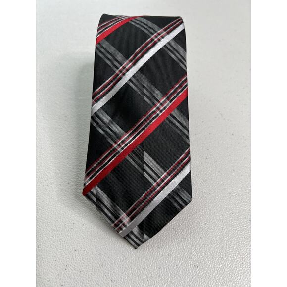 Alexander Julian Colours Black and Red Plaid Pattern Handmade Designer Tie - Picture 1 of 7